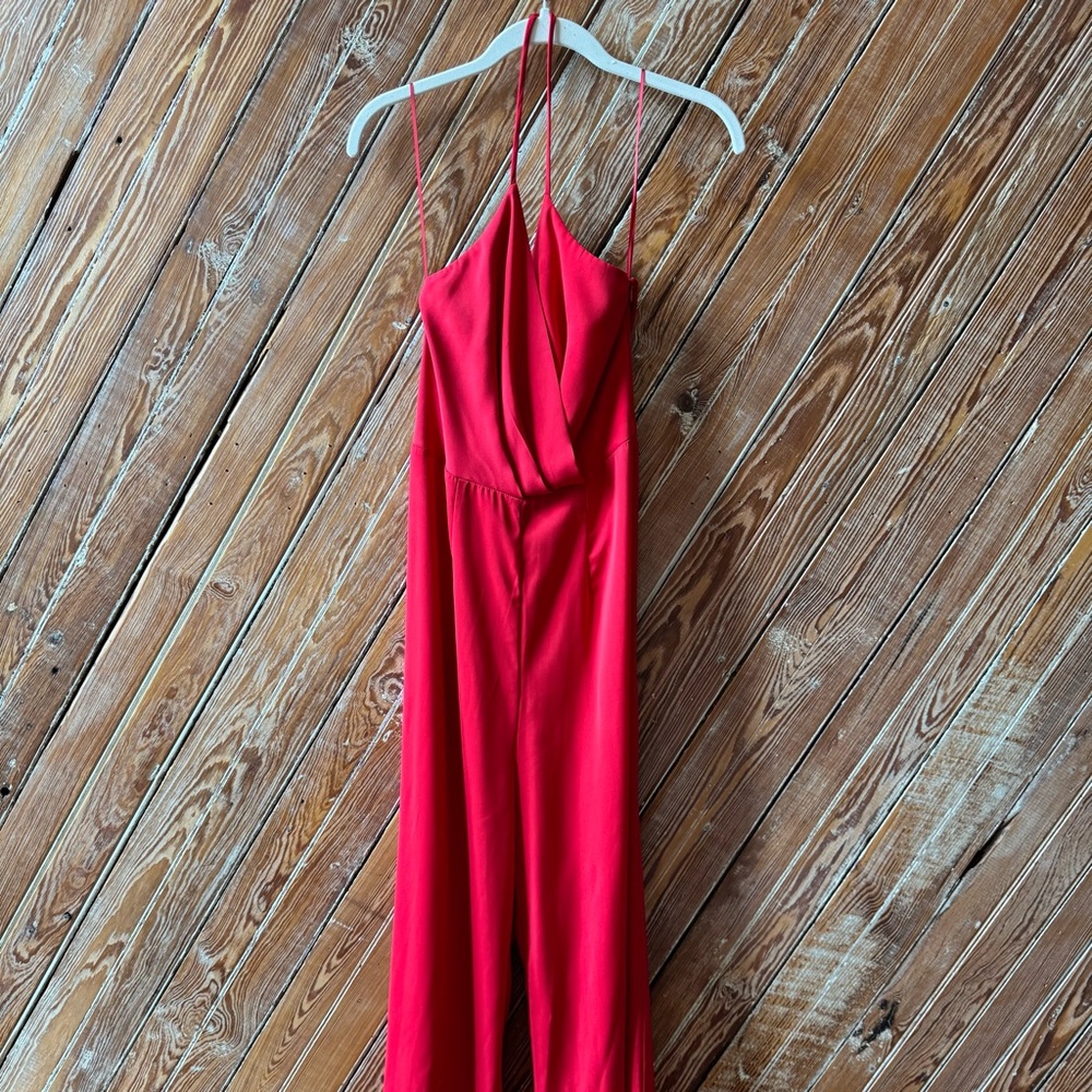 Elegant Red Halter Jumpsuit